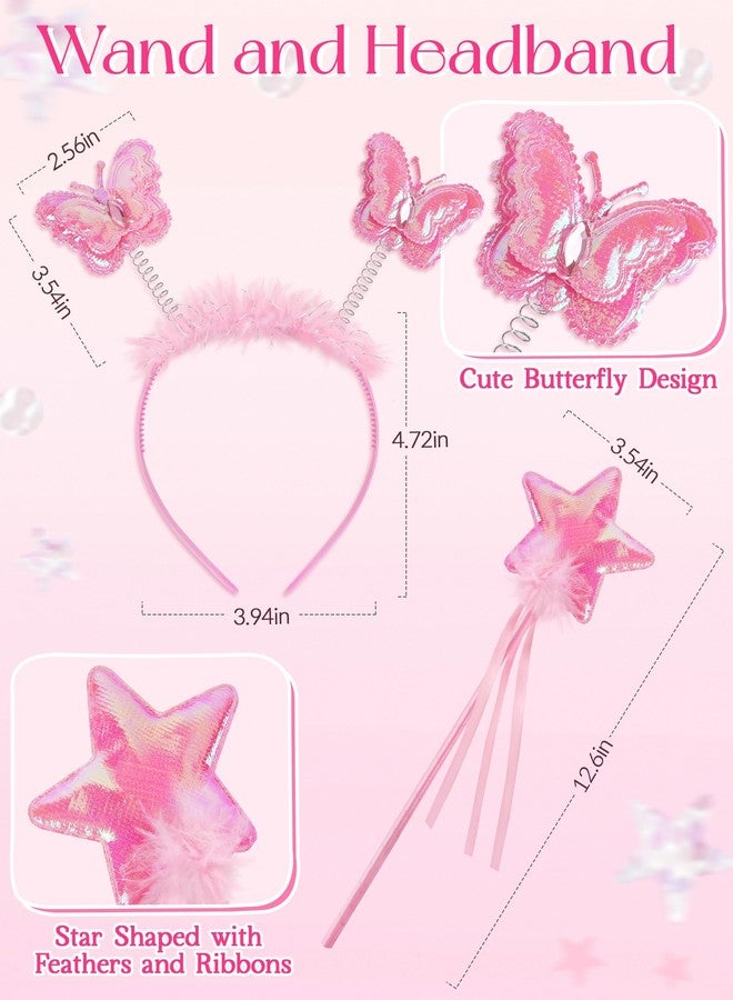 VEKDA 4 Pack Fairy Costume for Girls Butterfly Wings Kids Princess Costume Set with Tutu Skirt,Headband,Fairy Wings and Wand - Image 4